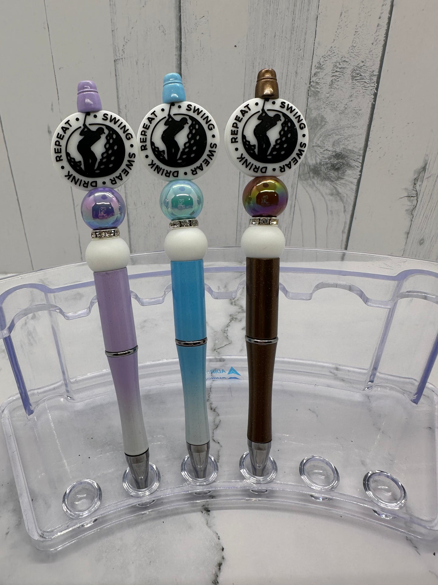 Swing Swear Drink Repeat- Ballpoint Beaded Pen