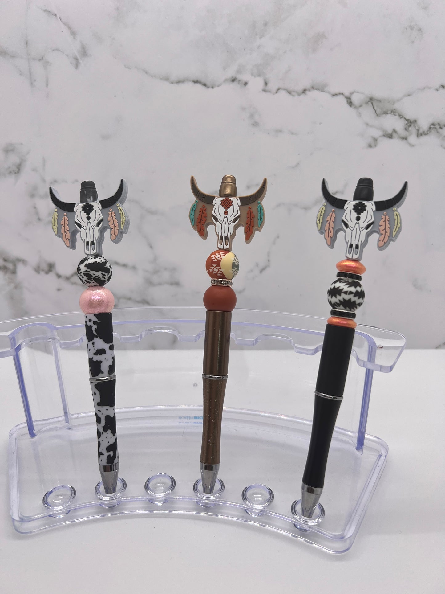 Boho Bull Skull - Beaded Ballpoint Pen