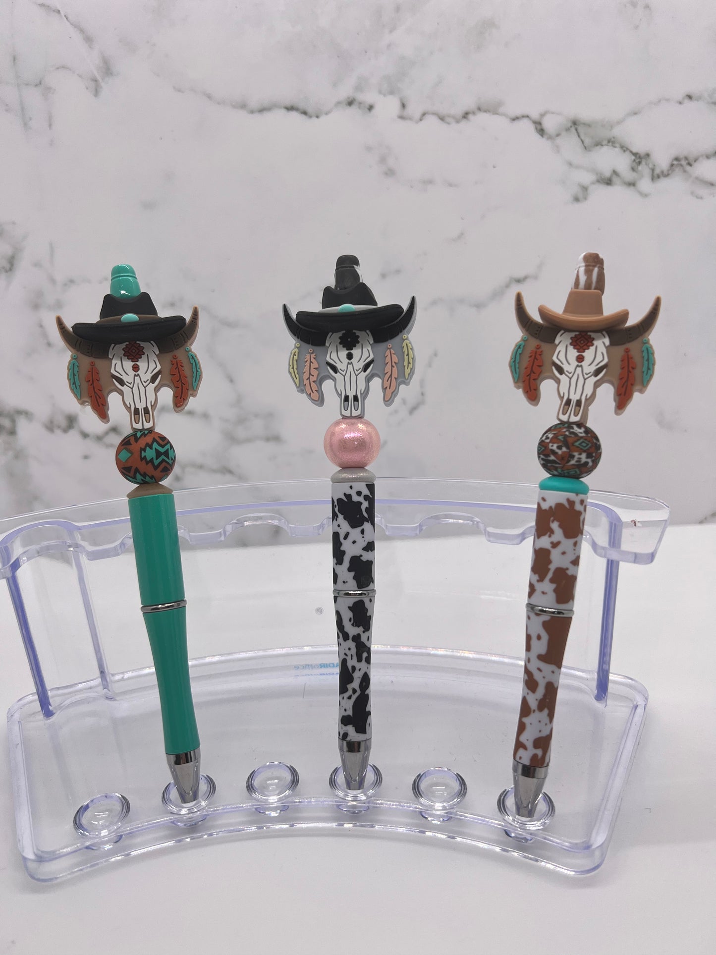 Boho Bull Skull - Beaded Ballpoint Pen