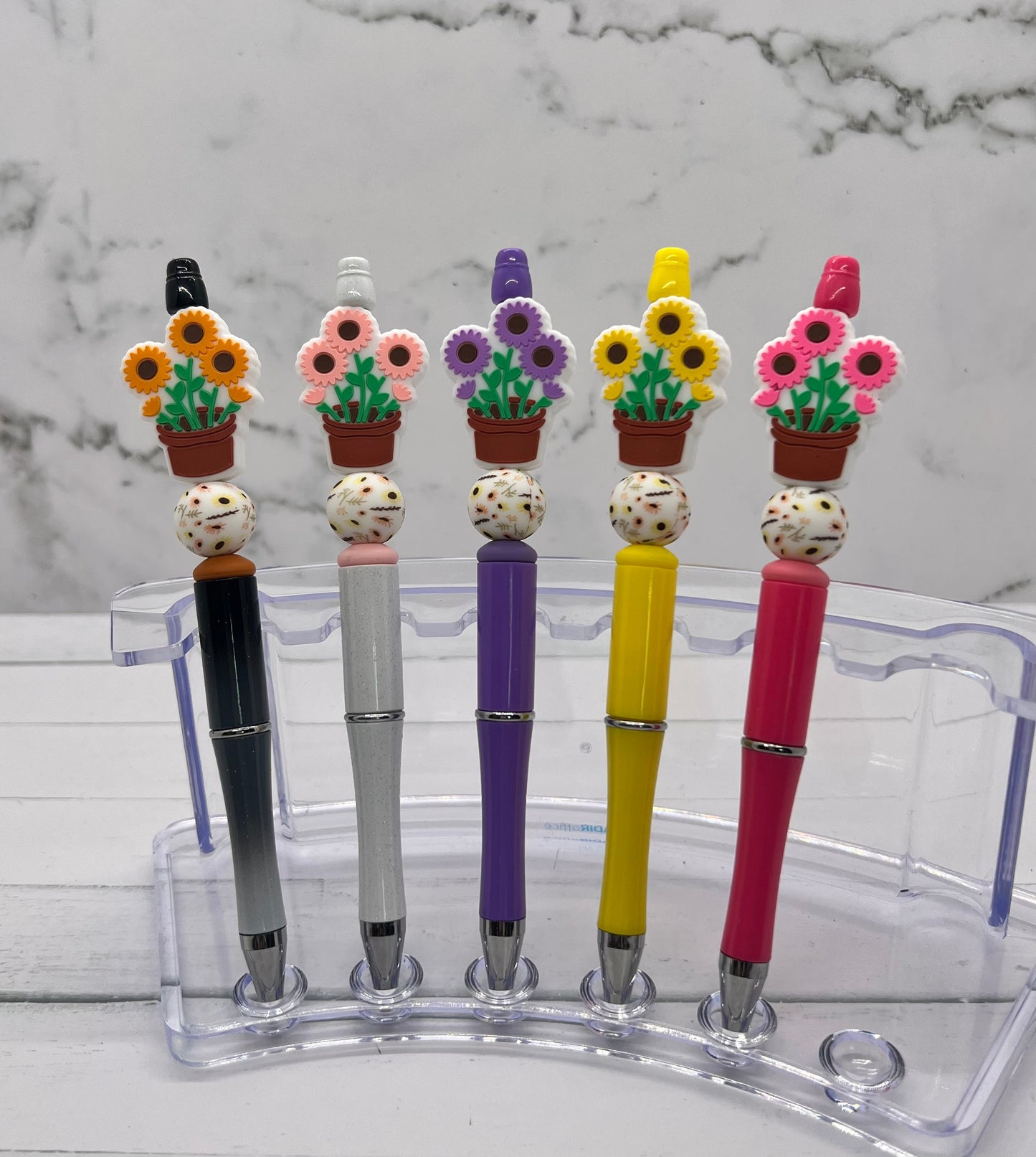 Potted Flowers - Beaded Ballpoint Pen