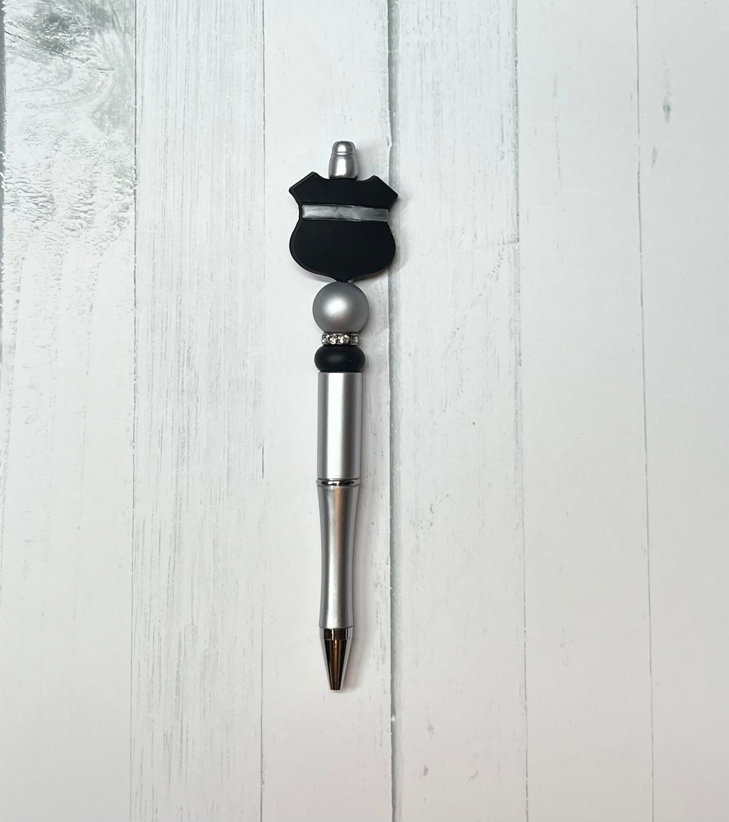 Thin Silver Line - Corrections - Beaded Ballpoint Pen