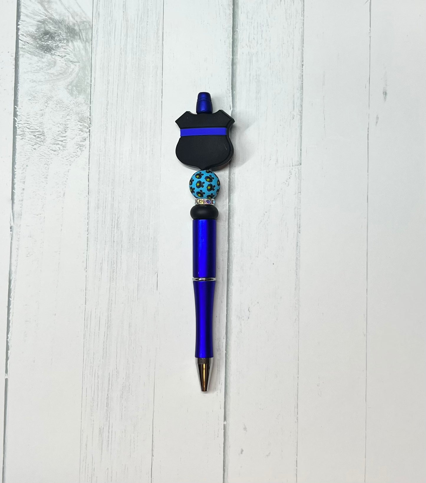 Thin Blue Line - Beaded Ballpoint Pen