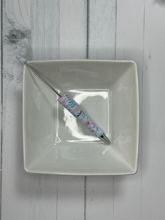 Denim & Pink Flower Printed Pen