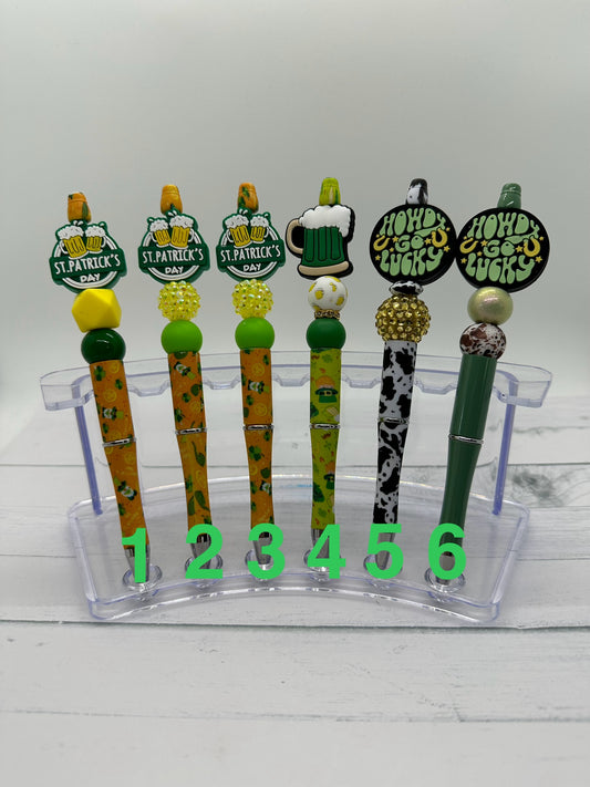 St. Patricks Day- Beaded Ballpoint Pen