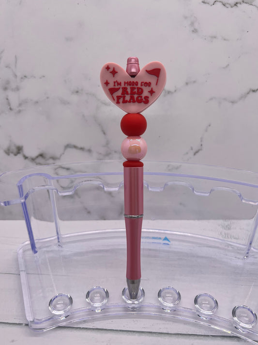 I’m Here For Red Flags - Beaded Ballpoint Pen