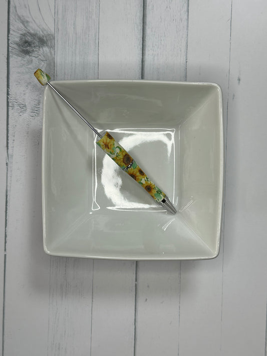White Sunflower Printed Pen