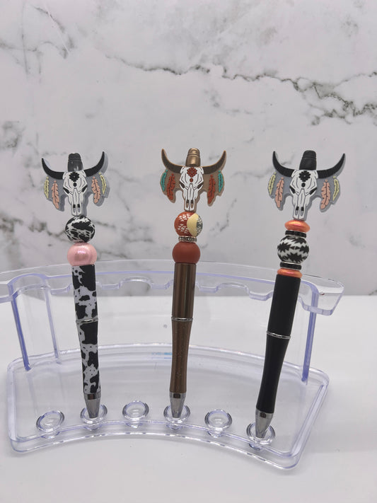 Boho Bull Skull - Beaded Ballpoint Pen