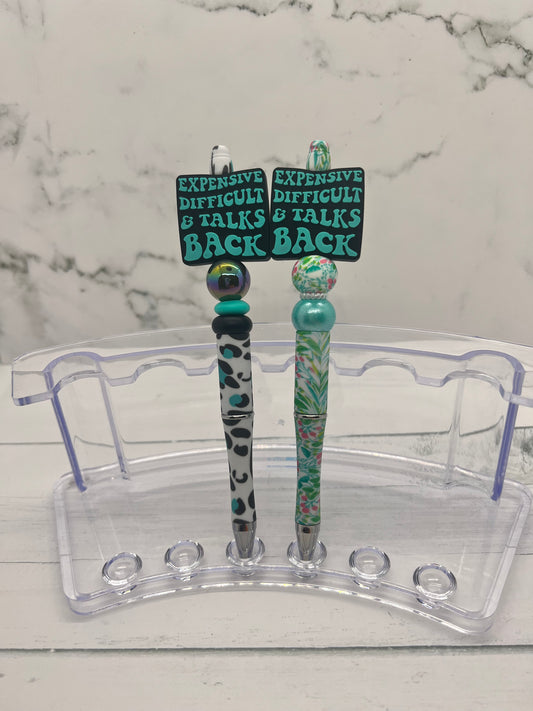 Expensive, Difficult and Talks Back- Beaded Ballpoint Pen