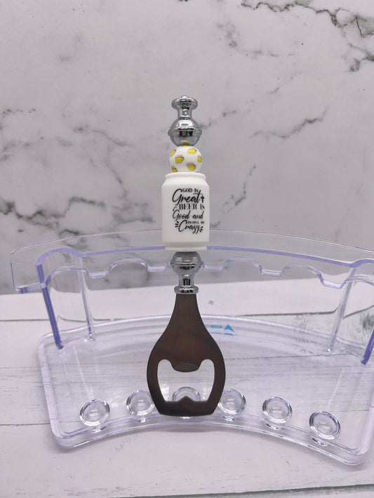 God is Great, Beer is Good…. - Beaded Bottle Opener