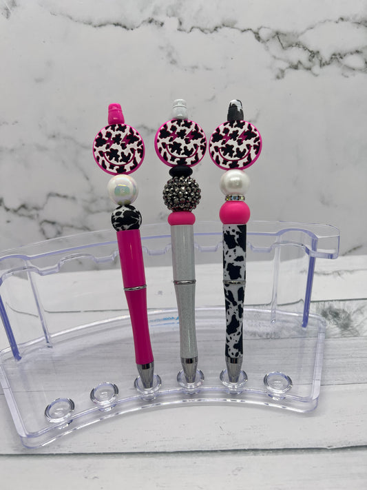 Cowprint Smiley - Beaded Ballpoint Pen