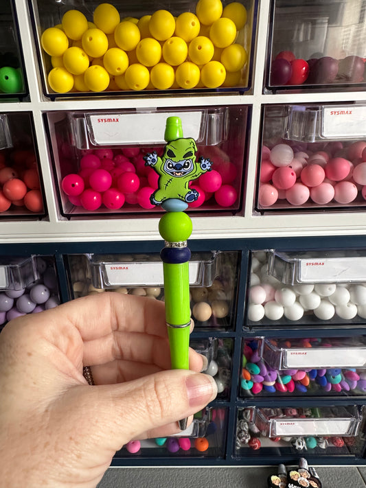 Blue Boy as Green Guy - Beaded Ballpoint Pen