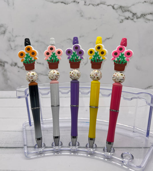 Potted Flowers - Beaded Ballpoint Pen