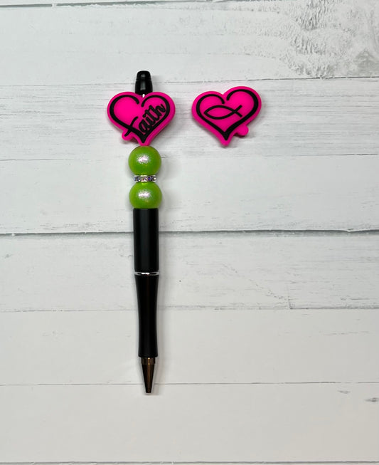 Faith Heart - Beaded Ballpoint Pen