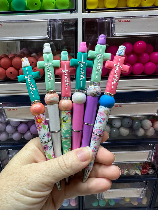 Faith Cross Pen - Beaded Ballpoint Pen - Beaded Ballpoint Pen